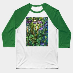 Stained Glass Flowers Among Leaves Baseball T-Shirt
